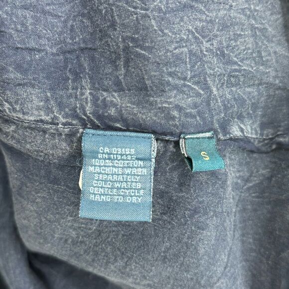 April Cornell Literary Jacket Sunwashed Navy Embroidered W Buttons Size Small - Picture 10 of 11